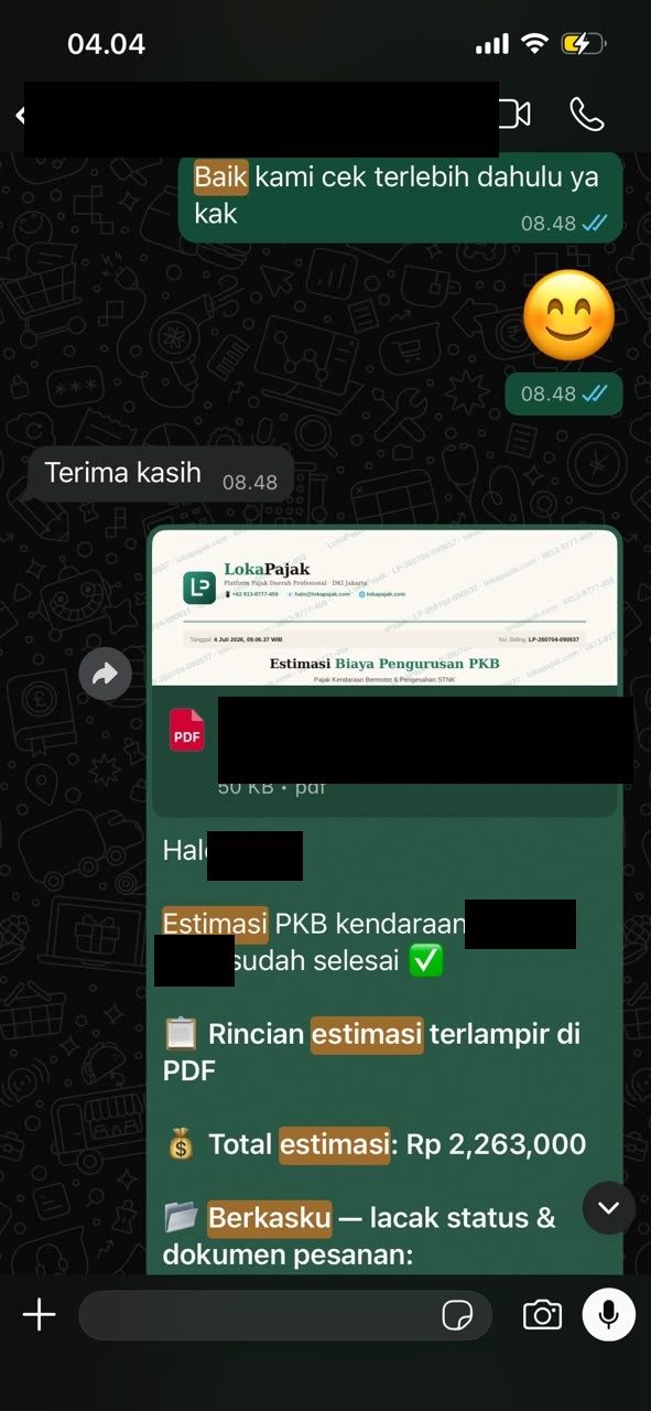 Testimoni pelanggan cek pajak kendaraan via WhatsApp (2)