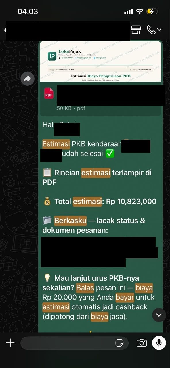 Testimoni pelanggan cek pajak kendaraan via WhatsApp (4)