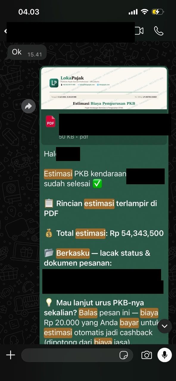 Testimoni pelanggan cek pajak kendaraan via WhatsApp (5)